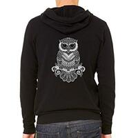 Men's BW Tribal Owl Black Fleece Zipper Hoodie X-Large Black