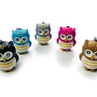 ASSHO Mini Owl Keychain Cute Novelty Ring Child Toy Gift Flashlight & Sound, Multicoloured, Smal