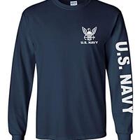 Officially Licensed United States Navy Long Sleeve T-Shirt (Navy Blue, Large)