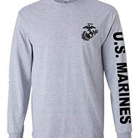 Officially Licensed United States Marine Corps Long Sleeve T-Shirt (Grey, Large)