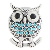 Rockin Angels Blue Rhinestone Perching Owl 20mm Snap Charm Jewelry for Ginger Snaps