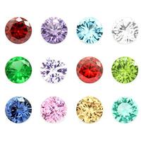 JOLIN 12 Month 24PCS Glass Zircon Round 5MM Birthstones Floating Charms for Living Memory Locket Pen