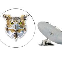 Abstract Owl Round Metal 0.75" Lapel Pin Hat Shirt Pin Tie Tack Pinback