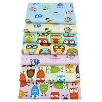 7Pcs Cartoon Owls Prined 18" x 22" Fat Quarters Fabric Bundles for Patchwork Quilting,Pre-