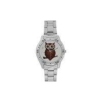 InterestPrint Funny Owl Made Of Coffee Seeds Men's Stainless Steel Analog Watches Wrist Watch, Silver