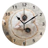 Aluy's boutique Head Close Up Barn Owl Oil Painting Texture Dial Round Wall Clock Silent Non Ti