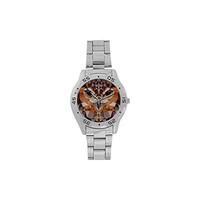 InterestPrint Owl in Geometric Triangle Modern Men's Casual Stainless Steel Analog Wrist Watch, Silver