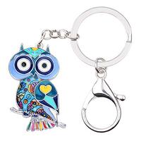 WEVENI Enamel Alloy Cute Owl Keychain Charms Bird Key Chain Accessories For Women Girls Bag Car Wall