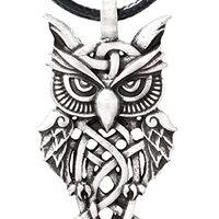HAQUIL Owl Necklace, Celtic Owl Pendant, Faux Leather Cord, Owl Jewelry Gift for Men and Women (AD)