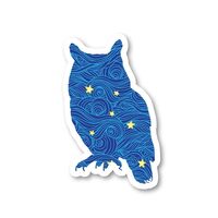 Owl Sticker Blue Spirals and Stars Stickers - 2 Pack - Laptop Stickers - 2.5" Vinyl Decal - Lap