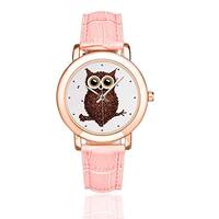 InterestPrint Funny Owl Made Of Coffee Seeds Women's Rose Gold-plated Leather Strap Waterproof Wrist Watch