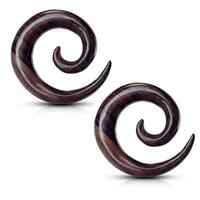 Pierced Owl Organic Sono Wood Spiral Tapered Hanger Ear Plugs, Sold as a Pair (4mm (6GA))