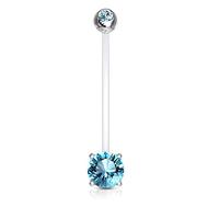 Pierced Owl Double Jeweled Prong Set Round CZ Crystal Pregnancy Maternity Bioflex Belly Button Navel