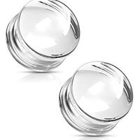 Pierced Owl Clear Glass Double Flared Concave Saddle Glass Plugs, Sold as a Pair (16mm (5/8"))