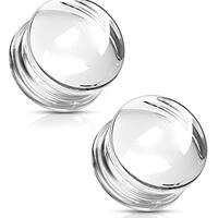 Pierced Owl Clear Glass Double Flared Concave Saddle Glass Plugs, Sold as a Pair (6mm (2GA))