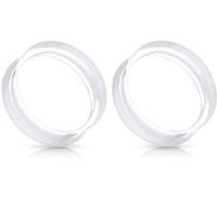 Pierced Owl Clear Ultra Thin Silicone Double Flared Saddle Tunnels, Sold as a Pair (8mm (0GA))