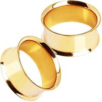 Pierced Owl Gold Plated Stainless Steel Double Flared Tunnel Plug Earrings, Sold as a Pair (14mm (9/