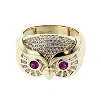 DiamondJewelryNY Owl Ring, 14Kt Gold Cubic Zirconia Owl Ring (7)