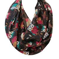 allydrew Lightweight and Airy Forest Animal Infinity Scarf, Black Owl