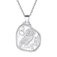 FOCALOOK Athena and her Owl,Goddess of Wisdom,Mark of Athena,Greek Coins,Greek Mythology Sterling Si