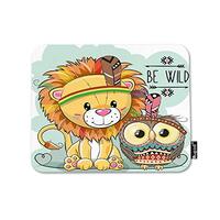 Mugod Lion and Owl Mouse Pad Be Wild Cute Cartoon Tribal Lion and Owl with Feather Arrow Gaming Mous