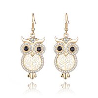 Cute Owl Drop Earrings with CZ Crystal for Women Girls - Clear Diamante Animal Dangle Earring, Anti-