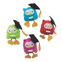 Fun Express Graduation Plush Round Owl - 12 Pieces - Educational and Learning Activities for Kids