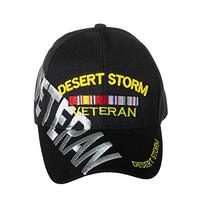 Artisan Owl Desert Storm Veteran Embroidered Adjustable Baseball Cap (Black Enhanced Embroidery)