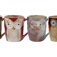 Gibson Owl City Elite Couture Ceramic Coffee & Tea Mug with an Owl Face (Multi (4-Pack))