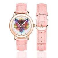 InterestPrint Fashion Owl on Triangle Geometric Women's Waterproof Pink Leather Strap Wrist Watches