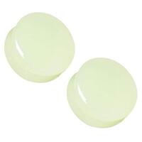 Pierced Owl Natural Glow in the Dark Moonstone Saddle Plugs, Sold as a Pair (10mm (00GA))
