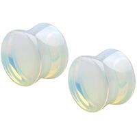 Pierced Owl Natural Moonstone Double Flared Plug Earrings, Sold as a Pair (5mm (4GA))