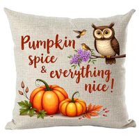 Ramirar Fall Y'all Autumn Orange Word Art Pumpkin Spice & Everything Nice Owl Birds Flowers