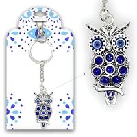 Bravo Team Owl and Evil Eye Keychain w/Clasp Lock - Sign of Good Luck & Blessing - Cute Charm fo
