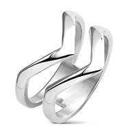 Artisan Owl Double Chevron Stainless Steel Statement Ring (09)