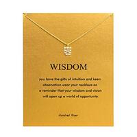 Baydurcan Friendship Owl Necklace with Message Card Gift Card (gold owl)