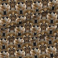 Spoonflower Fabric - Art Deco Owls Vintage Inspired Black Gold Tan Printed on Petal Signature Cotton