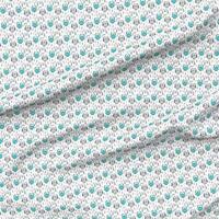 Spoonflower Fabric - Small Teal Grey Owls Cute Owl Woodland Animal Printed on Petal Signature Cotton