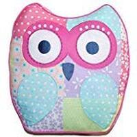 Cozy Line Home Fashions Cute Owl Throw Pillow, Pink Blue Yellow Embroidered Decorative Pillow for Ki