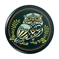 Wise White Tribal Owl Pinback Button Pin