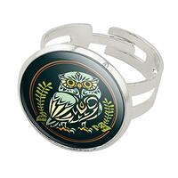 GRAPHICS & MORE Wise White Tribal Owl Silver Plated Adjustable Novelty Ring