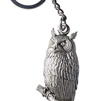 Hastings Pewter Company Lead Free Pewter Great Horned Owl Keychain Made in Michigan bird key chain