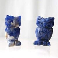 2 Wisdom Carved Sodalite Owl Beads for Jewelry Making