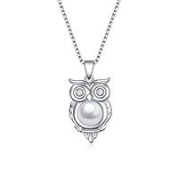 Owl Gifts YFN Sterling Silver Owl necklace Owl Pearl Pendant for Women Jewelry Gifts