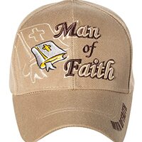 Artisan Owl Man of Faith Jesus Hat Religious Bible Christian Gift - Embroidered Cap (Khaki)