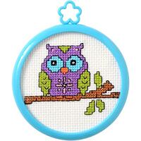 Bucilla WM46432 3 in. Round My 1st Stitch Owl On A Limb Mini Counted Cross Stitch Kit - 14 Count14
