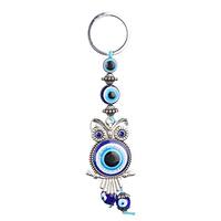 Hztyyier Hanging Car Charm Blue Evil Eye Healing Owl Keychain Key Wall Hanging Ornament Turkish Glas