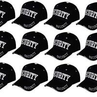 Artisan Owl Security Baseball Embroidered Cap - Adjustable Hook and Loop Closure (Black) - 12 Pack