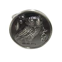 Kiola Designs Gunmetal Toned Detailed Owl of Athena Bird Adjustable Size Fashion Ring