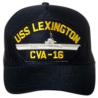 Artisan Owl United States Navy USS Lexington CVA-16 Aircraft Carrier Ship Emblem Patch Hat – A